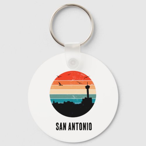 San Antonio Vintage Sunset Cityscape Keychain