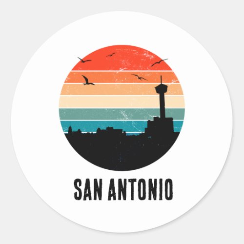 San Antonio Vintage Sunset Cityscape Sticker