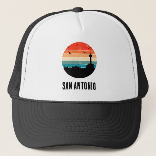 San Antonio Vintage Sunset Cityscape Trucker Hat