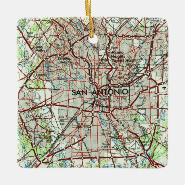 San Antonio Vintage Topo Ceramic Ornament (Front)