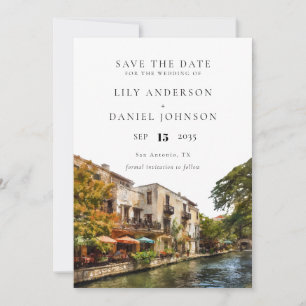 San Antonio Watercolor Destination Wedding Save The Date
