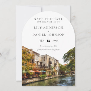 San Antonio Watercolor Photo Wedding Arch Save The Date