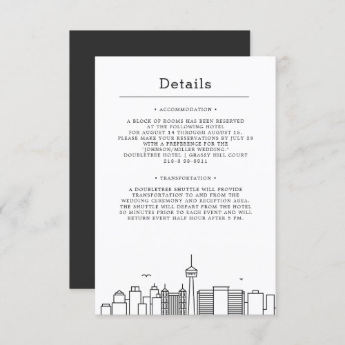 San Antonio Wedding  Guest Details Invitation