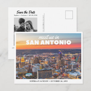 San Antonio Wedding Save the Date Retro Postcard