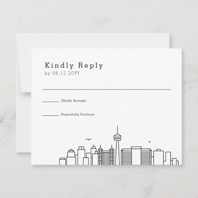 San Antonio Wedding | Stylized Skyline RSVP Card (Front)