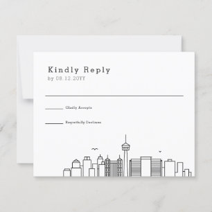 San Antonio Wedding   Stylized Skyline RSVP Card