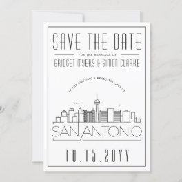 San Antonio Wedding Stylized Skyline Save the Date Invitation