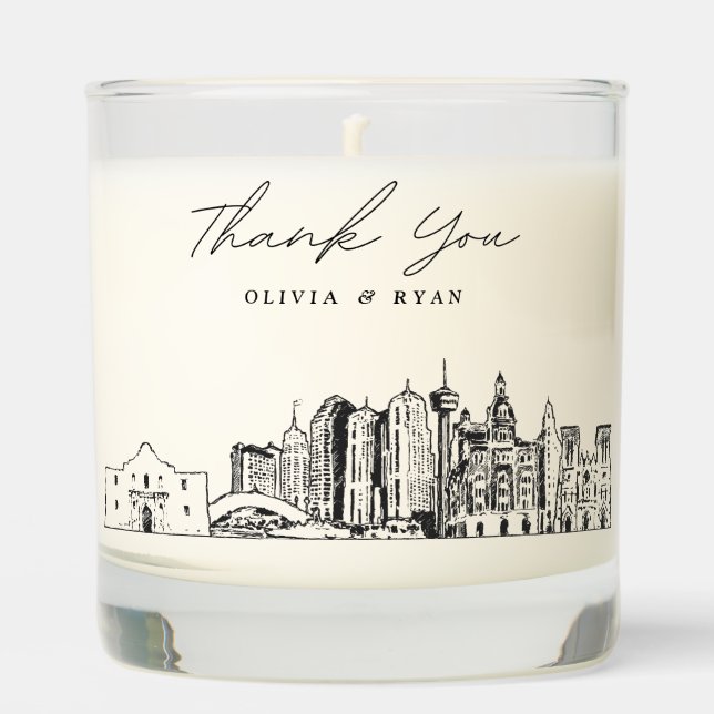 San Antonio Wedding Thank You Gift Custom Candle (Front)