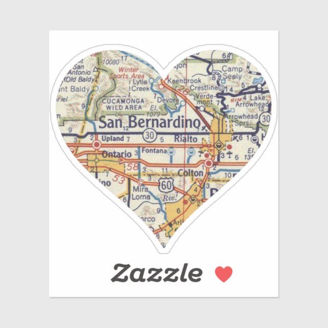 San Bernadino Vintage Map Sticker (Sheet)