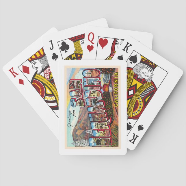 San Bernardino California CA Large Letter Postcard Poker Cards (Back)