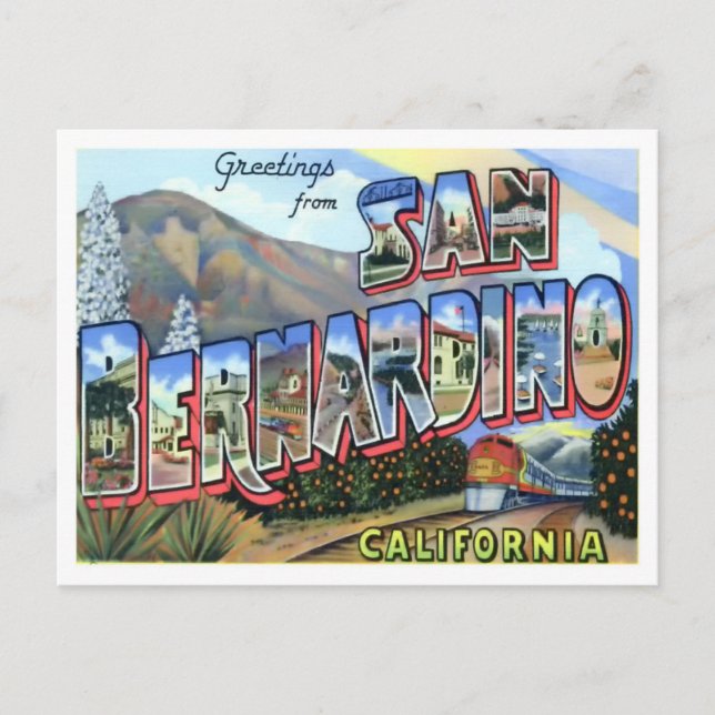 San Bernardino, California Vintage Big Letters Postcard (Front)