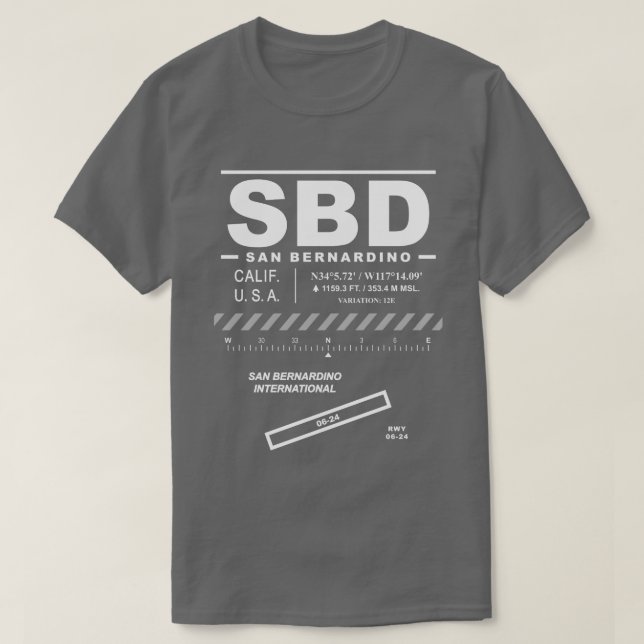 San Bernardino International Airport SBD T-Shirt (Design Front)