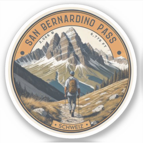 San Bernardino mountain pass the Swiss Alps Sticker