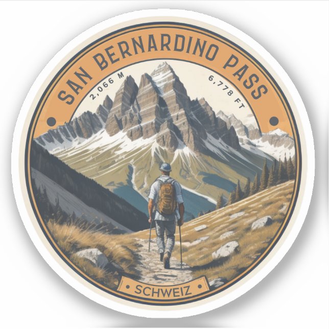 San Bernardino mountain pass the Swiss Alps Sticker (Front)