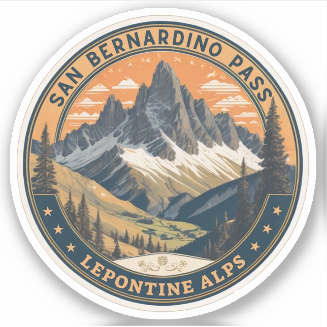 San Bernardino mountain pass the Swiss Alps Sticker (Front)