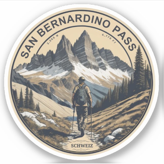 San Bernardino mountain pass the Swiss Alps Sticker (Front)