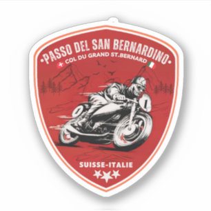 San Bernardino Pass in moto swiss apls Sticker