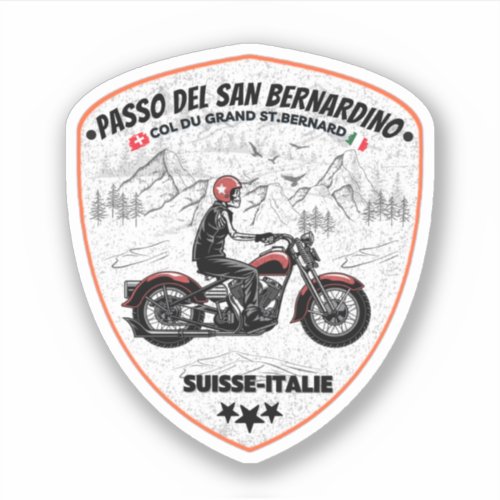  San Bernardino Pass in moto swiss apls Sticker