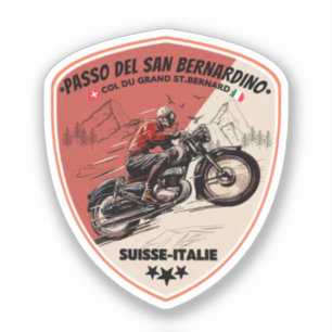 San Bernardino Pass in moto swiss apls Sticker
