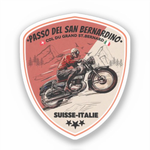  San Bernardino Pass in moto swiss apls Sticker