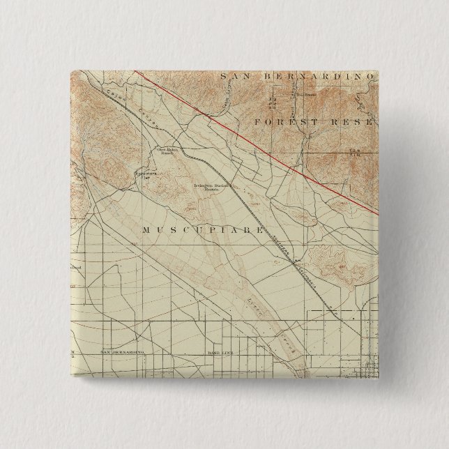 San Bernardino quadrangle showing San Andreas Rift Pinback Button (Front)