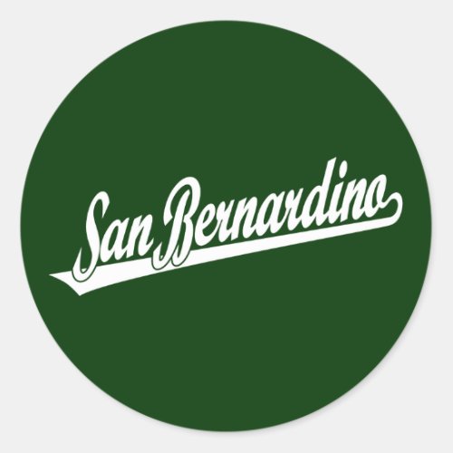 San Bernardino script logo in white Classic Round Sticker