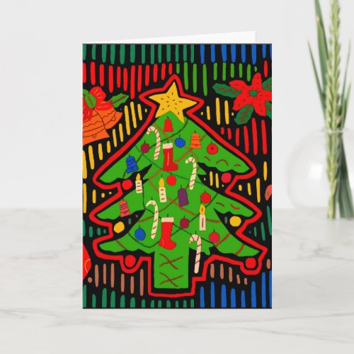 San Blas Island Christmas Tree Mola Card