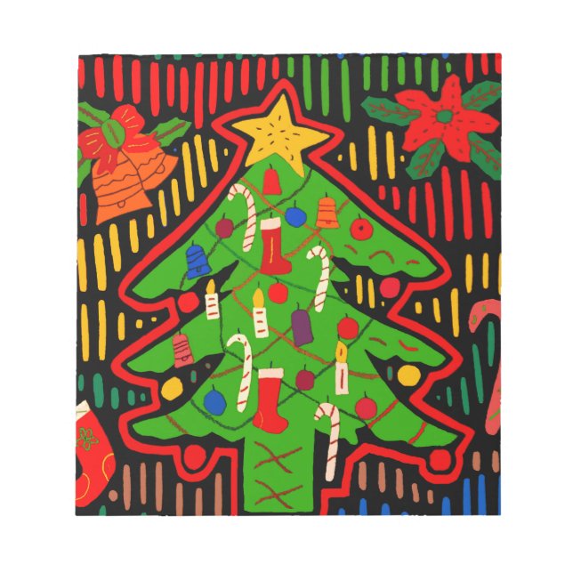 San Blas Island Christmas Tree Mola Notepad (Front)