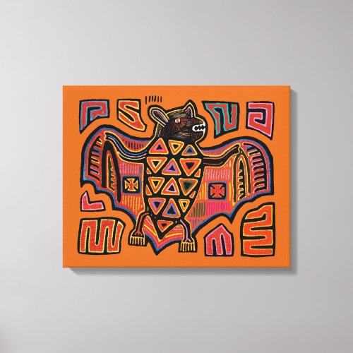 San Blas Island Kuna Indian Mola Fruit Bat Canvas Print