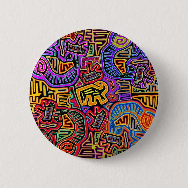 San Blas Island Mola Collage Button (Front)