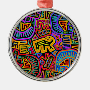 San Blas Island Mola Collage Metal Ornament