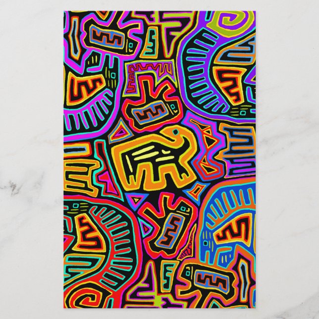 San Blas Island Mola Collage Stationery (Front)