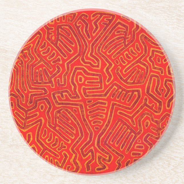 San Blas Island Mola Spirits Sandstone Coaster (Front)