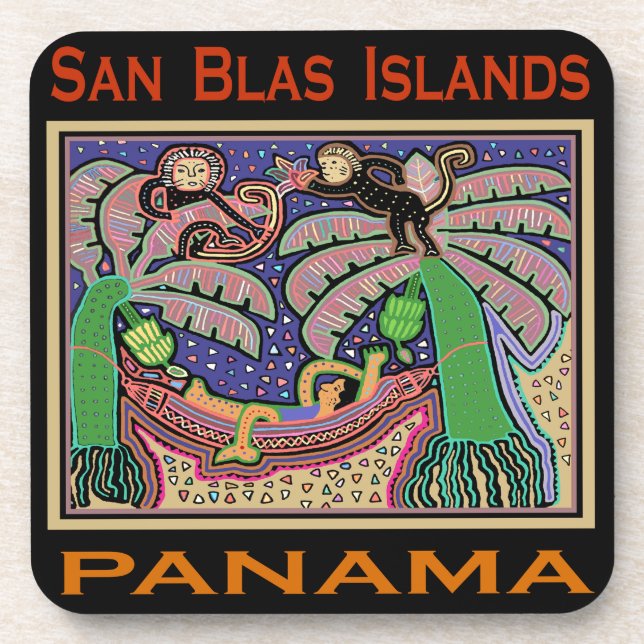 San Blas Islands Panama Mola Beverage Coaster (Front)