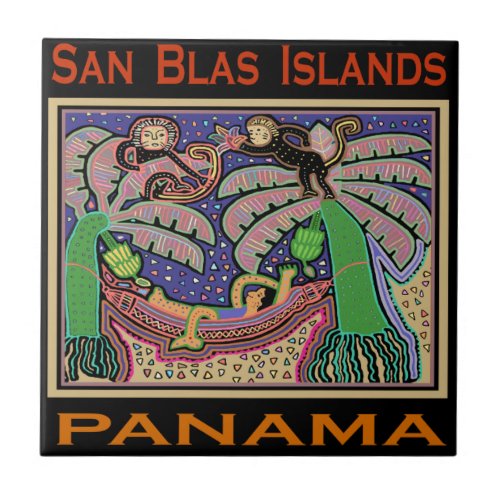 San Blas Islands Panama Mola Ceramic Tile