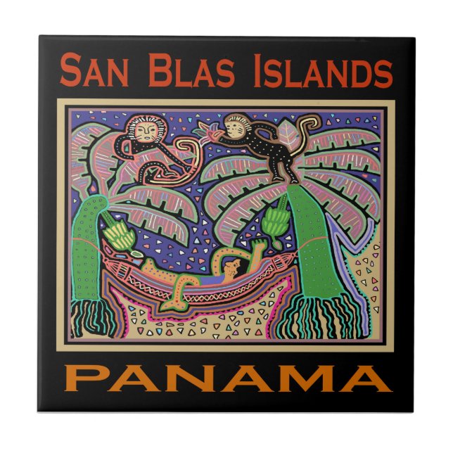 San Blas Islands Panama Mola Ceramic Tile (Front)