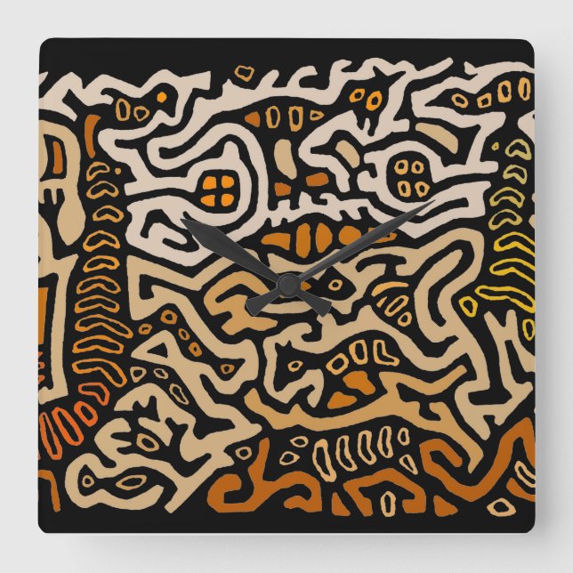 San Blas Kuna Indian Mola Spirits Wall Clock (Front)