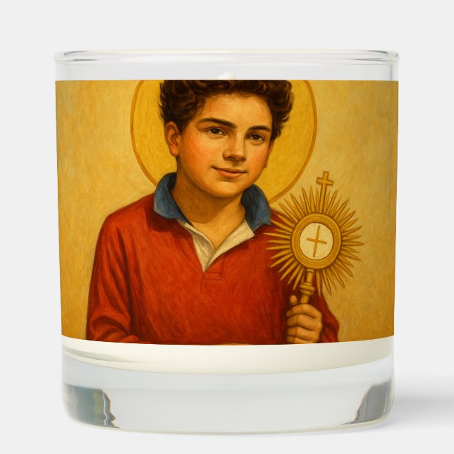San Carlo Acutis – Vela Espiritual con Ilustración Scented Candle (Front)