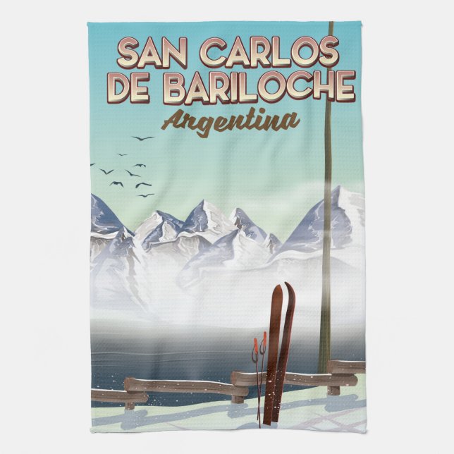 San Carlos de Bariloche Ski travel poster Kitchen Towel (Vertical)