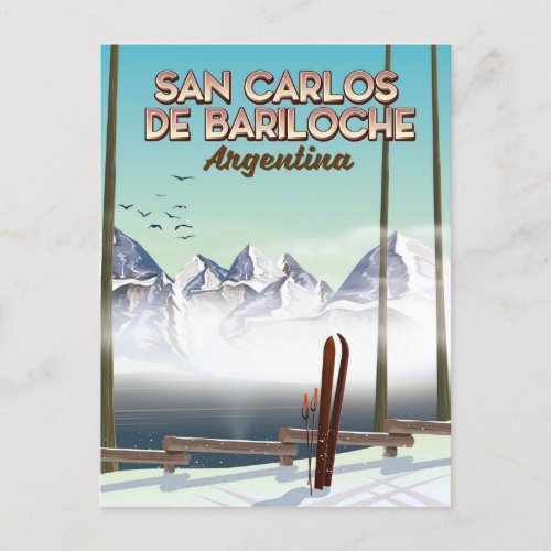 San Carlos de Bariloche Ski travel poster Postcard