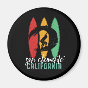 San Clemente Beach California Retro Surfing Magnet