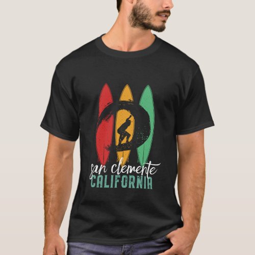 San Clemente Beach California Retro Surfing T_Shirt