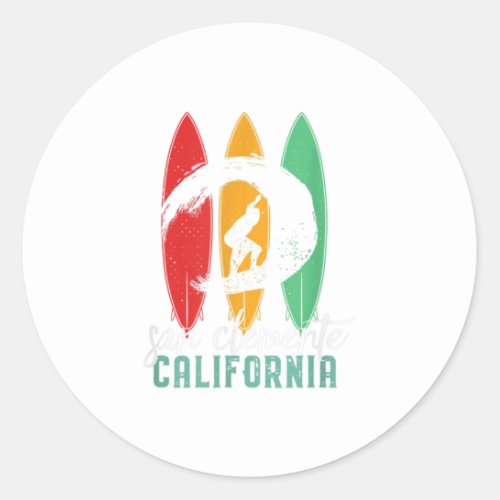 San Clemente Beach California  Vintage Summ Classic Round Sticker