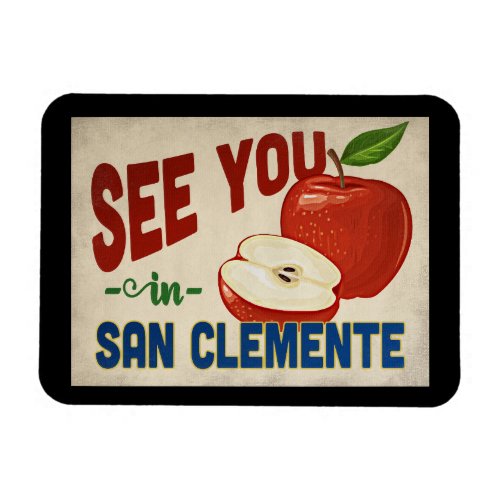 San Clemente California Apple _ Vintage Travel Magnet