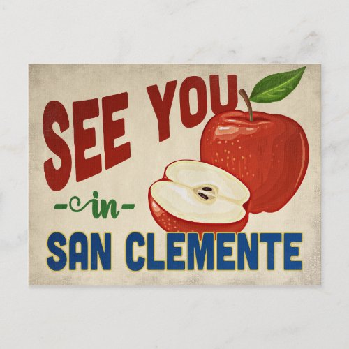 San Clemente California Apple _ Vintage Travel Postcard