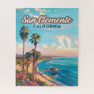 San Clemente California Beach Orange County Retro Jigsaw Puzzle