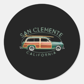 San Clemente California Vintage Surfing Classic Round Sticker