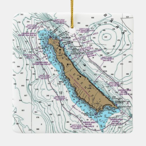 San Clemente Island Chart Ceramic Ornament