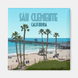 San Clemente Pier Beach California Vintage Magnet