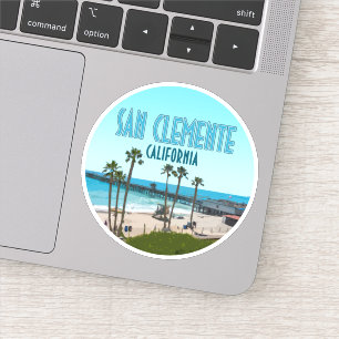 San Clemente Pier Beach California Vintage Sticker